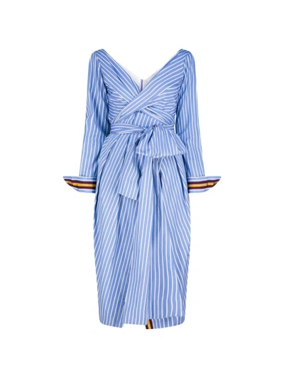 Dries Van Noten Dolada Tape Dress In Blue