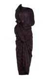 Dries Van Noten Dolla Draped Silk Midi Dress In Purple