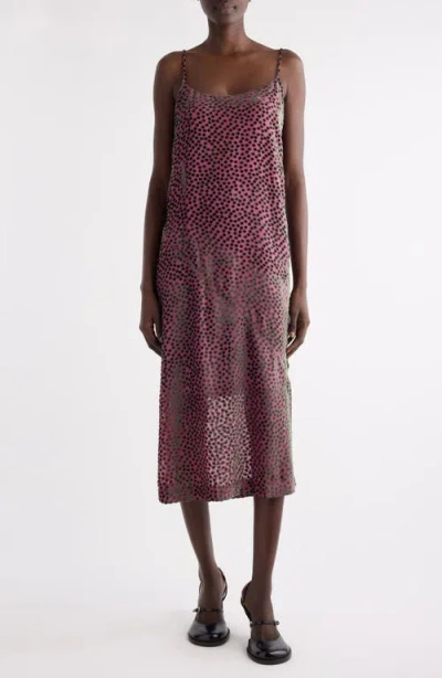 Dries Van Noten Dommino Burnout Polka Dot Slipdress In Pink