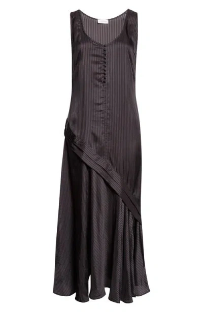 Dries Van Noten Dommy Stripe Crepe Midi Dress In Black