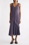Dries Van Noten Dommy Tie Print Crepe Midi Dress In Multi