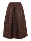 Dries Van Noten Flared High-waisted Skirt Metallic Sheen In Brown