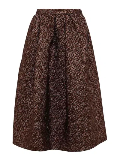 Dries Van Noten Dot Jacquard Skirt In Brown