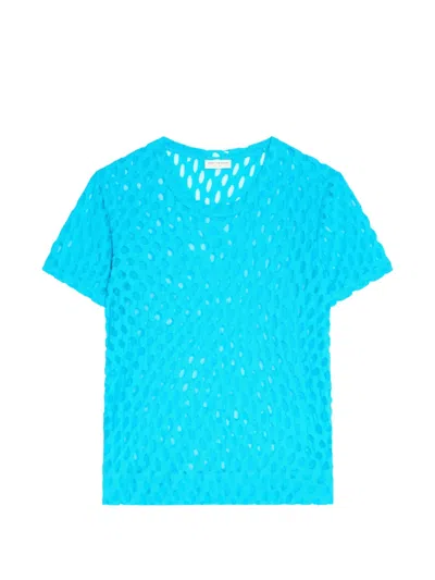 Dries Van Noten Dot-pattern Jersey T-shirt In Blue