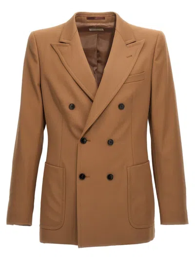 Dries Van Noten Double-breasted Blazer Casual Jackets, Parka Beige