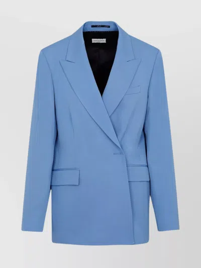 Dries Van Noten Double Breast Wool Jacket With Notch Lapel In Blue