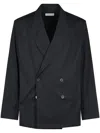 Dries Van Noten Double-breasted Black Shirt With Classic Collar In Black