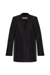 Dries Van Noten Longline Textured Jacket Notched Lapels In Black