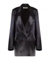 Dries Van Noten Satin Double-breasted Jacket In Black