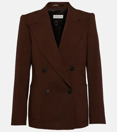 Dries Van Noten Double-breasted Blazer In Brown