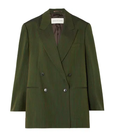 Dries Van Noten Double-breasted Blazer In Green