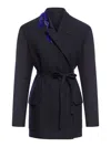 Dries Van Noten Wool Blend Double-breasted Coat In Blue