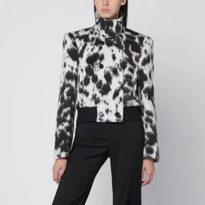 DRIES VAN NOTEN DOUBLE-BREASTED BOMBER WITH COW PATTERN