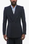 Dries Van Noten Double-breasted Bruce Wool Blend Blazer With Patch Pockets In Blue