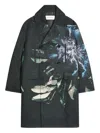 Dries Van Noten Cotton Blend Coat Floral Pattern In Black