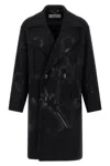 Dries Van Noten Oversized Double-breasted Coat With Peonia Print In Black