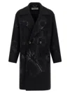 Dries Van Noten Oversized Double-breasted Coat With Peonia Print In Black