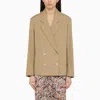 Dries Van Noten Cotton Jacket Double Breasted Design Long Sleeves In Beige
