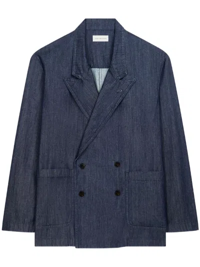 Dries Van Noten Double-breasted Denim Blazer In Blue