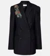 Dries Van Noten Womens Navy Bafy Crystal-embellished Double-breasted Wool Jacket In Blue