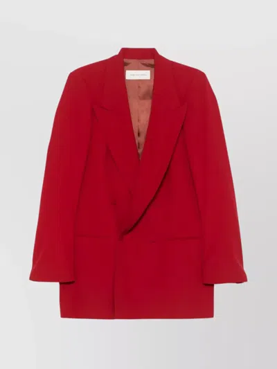 Dries Van Noten Double-breasted Front Flap Pockets Jacket In Red