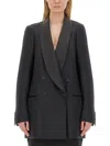 Dries Van Noten Blink Double Breasted Oversize Wool Toile Jacket In Black