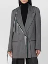 Dries Van Noten Grey Double-breasted Jacket With Embroidered Stitch Decorations Women In Gray