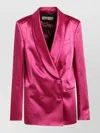 Dries Van Noten Womens Fuchsia Double-breasted Satin Cotton-blend Jacket