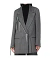 Dries Van Noten Grey Double-breasted Jacket With Embroidered Stitch Decorations Women In Gray