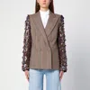 DRIES VAN NOTEN DOUBLE-BREASTED JACKET WITH VICHY PATTERN AND SEQUIN