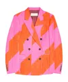 Dries Van Noten Geometric-print Double-breasted Blazer In Pink