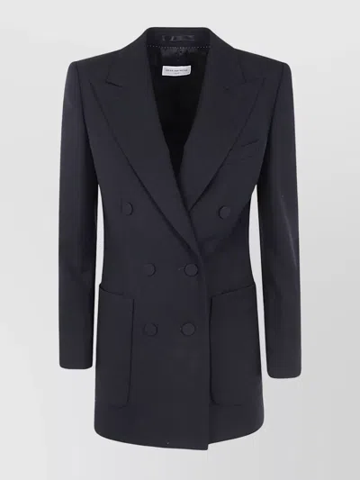 Dries Van Noten Double Breasted Notched Lapel Jacket In Blue