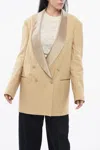 Dries Van Noten Double-breasted Over Blazer With Shawl Lapel In Beige