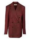 Dries Van Noten Double-breasted Polka Dot Blazer Jackets Bordeaux In Brown