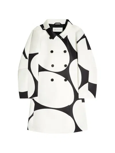 Dries Van Noten Double-breasted Printed Coat In White