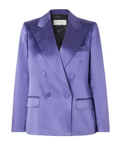 Dries Van Noten Double-breasted Satin Blazer In Purple