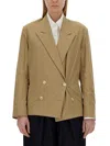 Dries Van Noten Cotton Jacket Double Breasted Design Long Sleeves In Beige