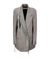 Dries Van Noten Double-breasted Wool Jacket With Tailored Cut And Lace-up Details In Gray
