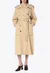 Dries Van Noten Double-breasted Beige Trench Coat In Cotton In Multi