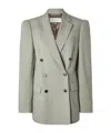 Dries Van Noten Double-breasted Wool And Mohair-blend Twill Blazer In Green