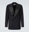 Dries Van Noten Double-breasted Wool And Silk Suit Jacket In Blue