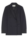Dries Van Noten Double-breasted Wool Blazer In Blue