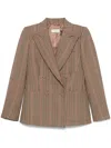 Dries Van Noten Double-breasted Crystal-embellished Checked Wool Blazer In Brown