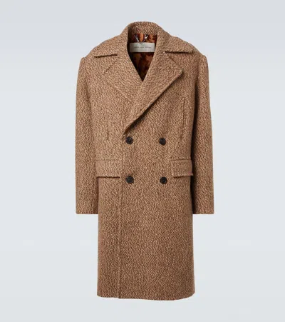 Dries Van Noten Double-breasted Wool-blend Coat In Brown
