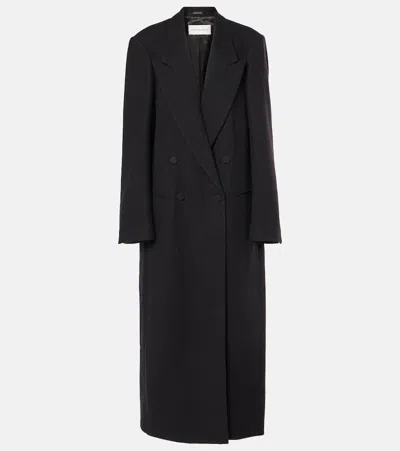 Dries Van Noten Double-breasted Twill Trench Coat In 黑色