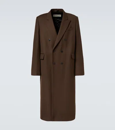 Dries Van Noten Double-breasted Wool Coat In Brown