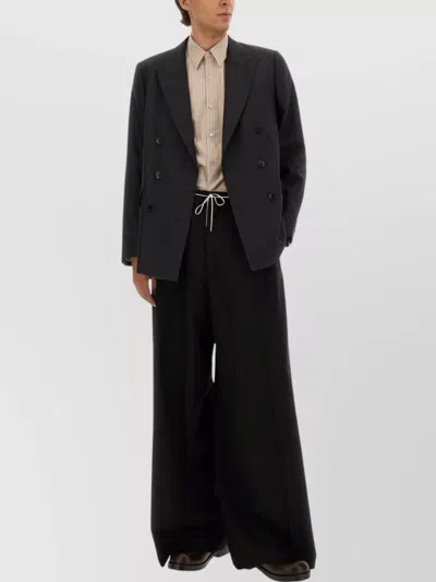 Dries Van Noten Double Breasted Wool Jacket With Notched Lapels In Black