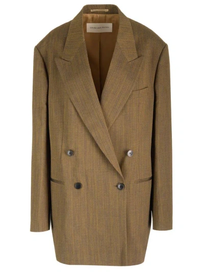 Dries Van Noten Long Sleeved Suit Jacket In Brown