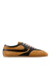 Dries Van Noten Double Lacing Suede Sneakers With Leather Inserts Shoes In Sand