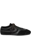 Dries Van Noten Double Lacing Suede Sneakers With Leather Inserts Shoes In Black